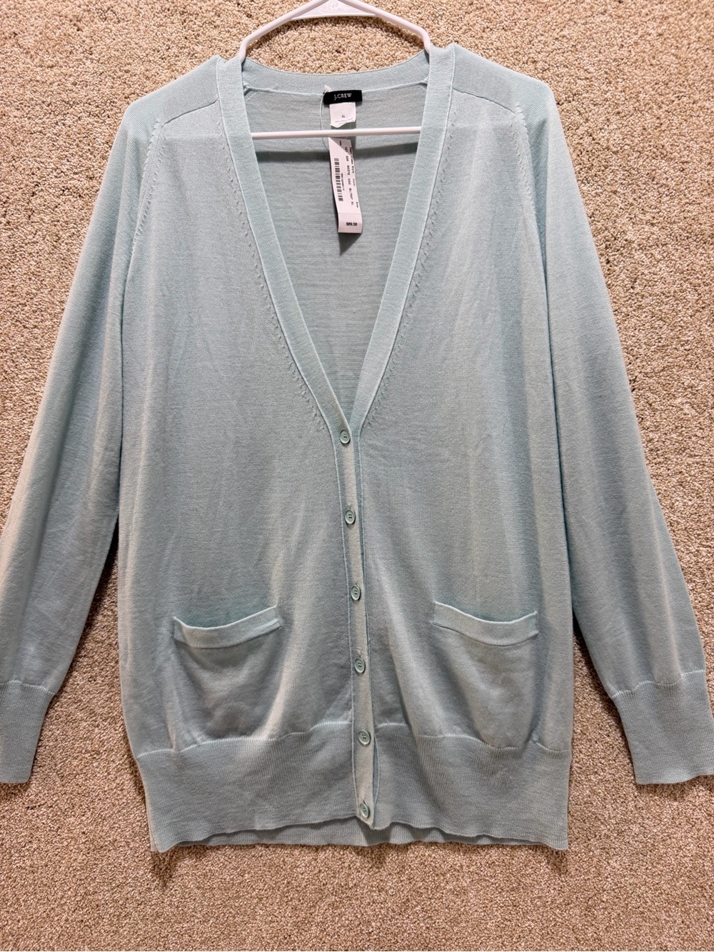NWT 100% merino wool cardigan XL pockets lightweight soft girl 2012 deadstock